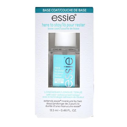 Picture of essie salon quality nail care, vegan formula, clear base coat, Here To Stay, 0.46 fl oz