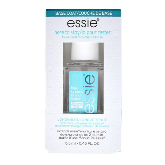 Picture of essie salon quality nail care, vegan formula, clear base coat, Here To Stay, 0.46 fl oz
