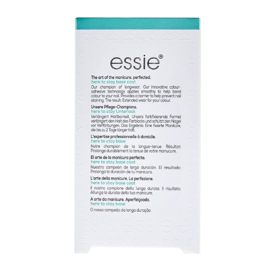 Picture of essie salon quality nail care, vegan formula, clear base coat, Here To Stay, 0.46 fl oz