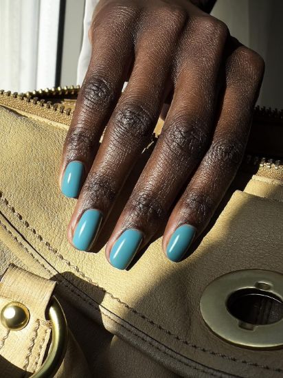 Picture of essie Nail Polish, Cream Finish, Transcend the Trend, Muted Teal-Blue, 8-Free Vegan, 0.46 fl. oz.