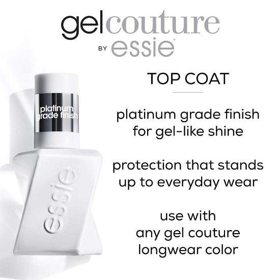 Picture of Essie Gel Couture Long-Lasting Nail Polish, Vegan, Clear, Shiny Top Coat, 0.46 fl oz