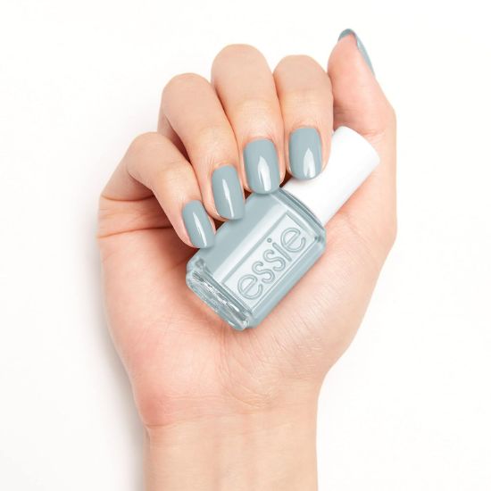 Picture of essie nail polish, limited edition spring 2022 collection, pastel blue nail color with a cream finish, 8-free vegan formula, flight of fantasy, 0.46 fl oz